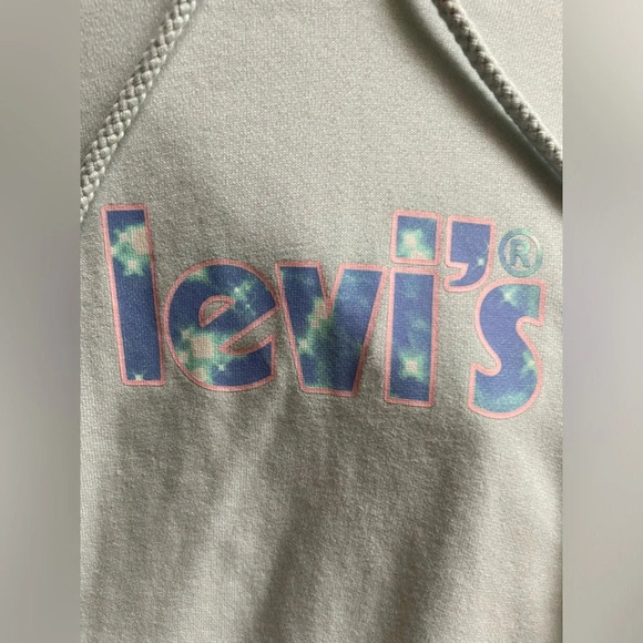 Levi's Graphic Logo pastel green Hoodie Sz L - Picture 4 of 8